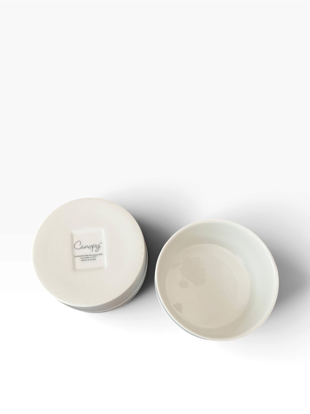 Canopy Bakeware Oven Safe White Ceramic SoufflΓ© Dish Set of Two Minimalist